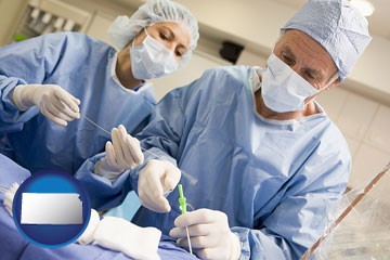 general surgeons preparing for surgery - with Kansas icon