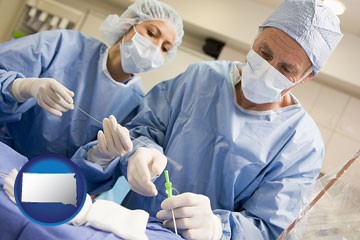 general surgeons preparing for surgery - with South Dakota icon